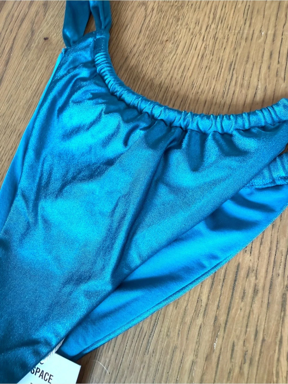 L*Space Jayce Bikini Bottom Bitsy Teal Ruched String Size M
